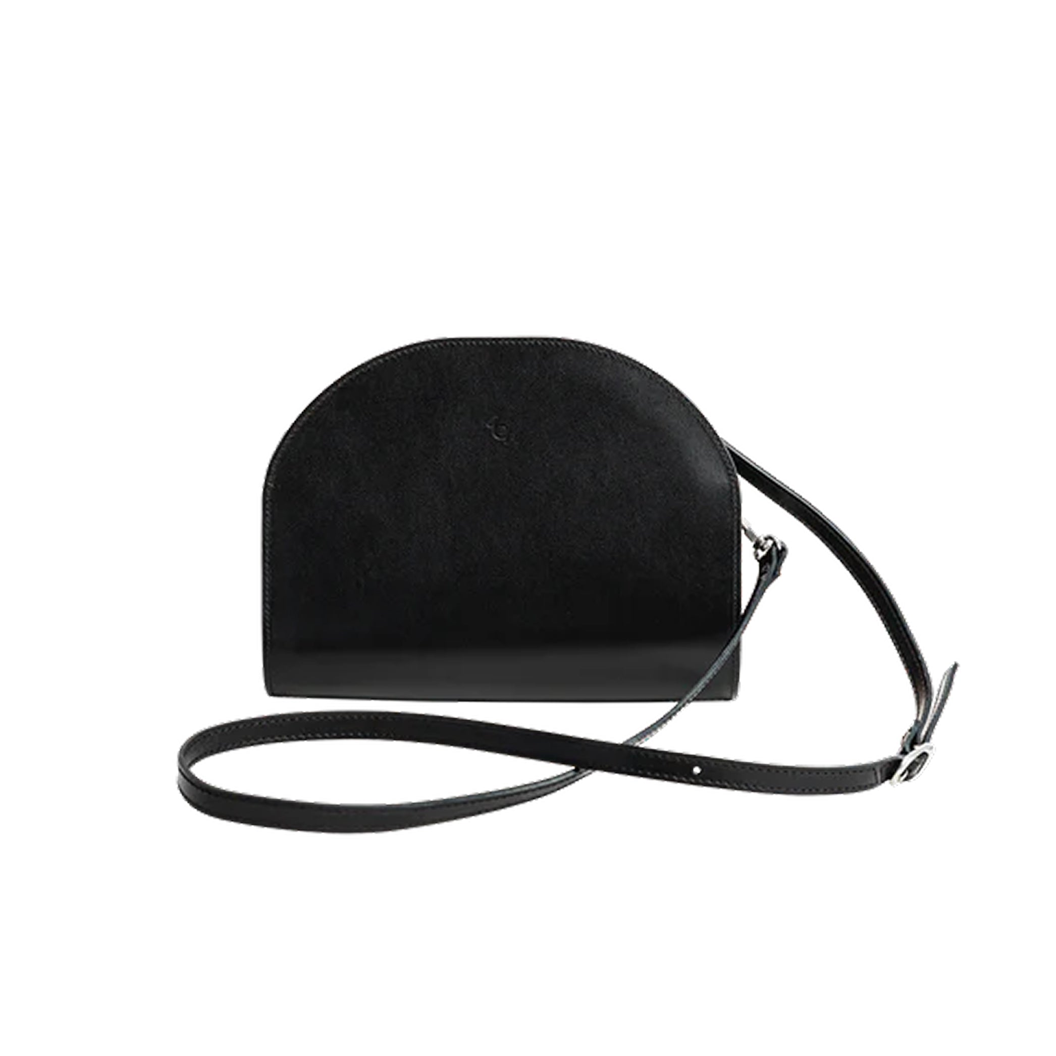 Leather Handbag Half Moon - Black