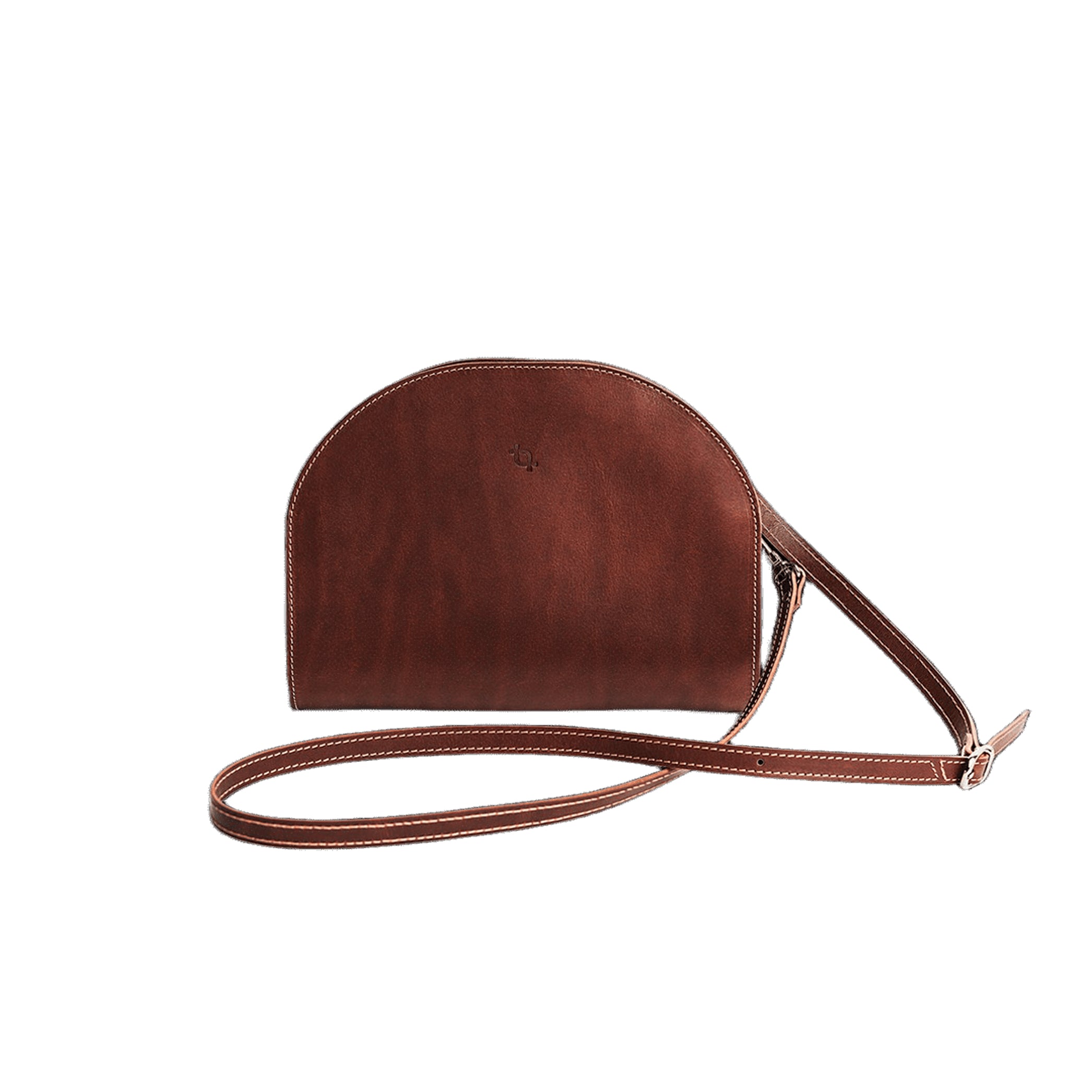 Leather Handbag Half Moon - Cognac