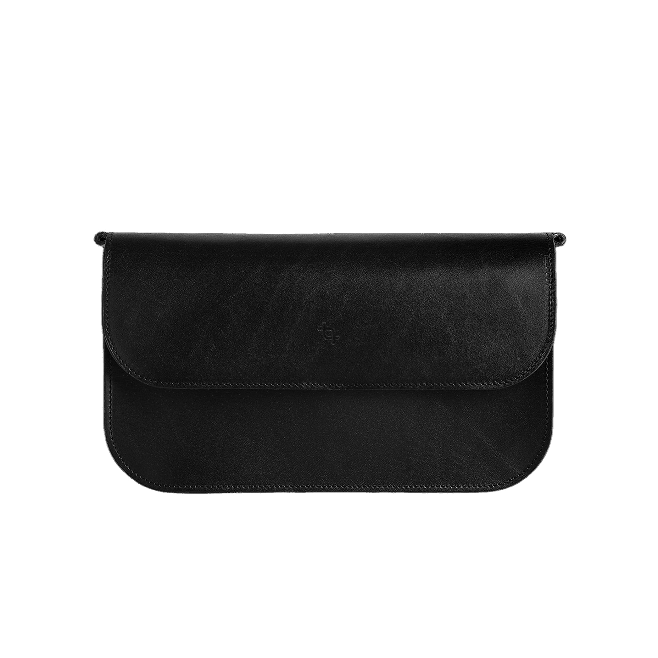 Leather Handbag Model Baguette with Two Straps - Black