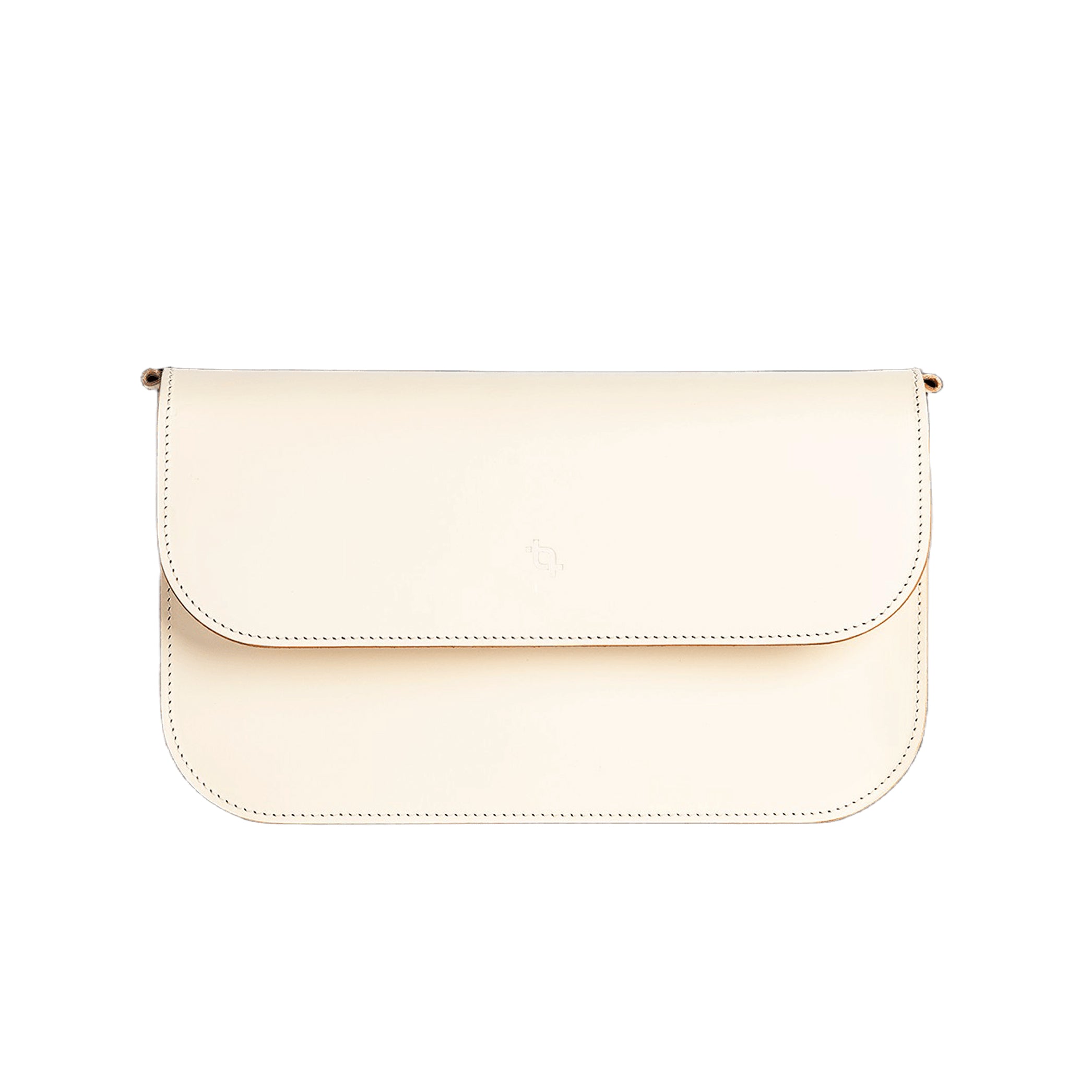 Leather Handbag Model Baguette with Two Straps - Cookie