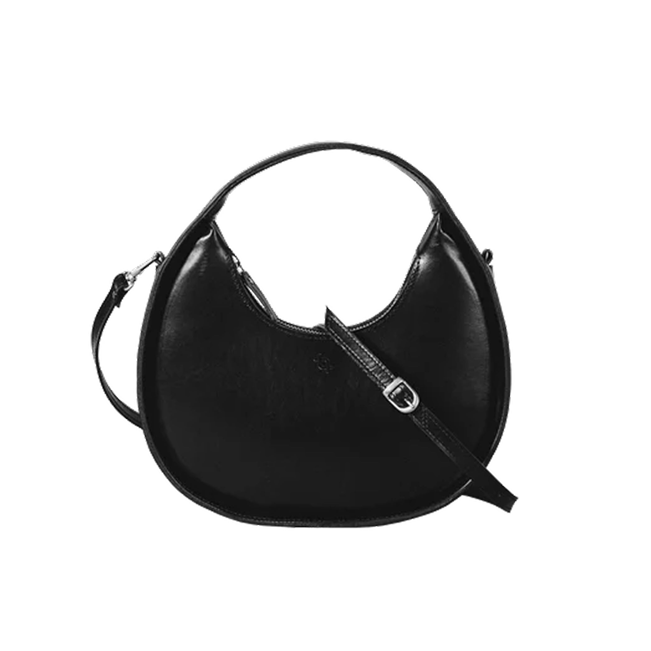 Leather Handbag Mini Moon - Black